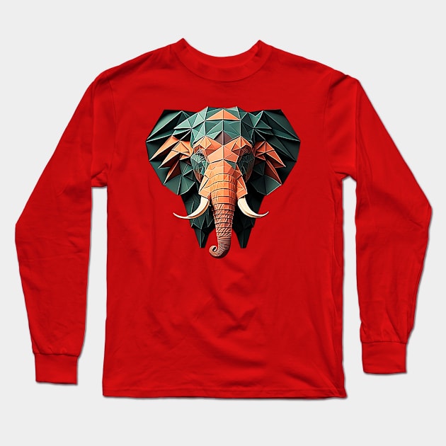 Origami Elephant Long Sleeve T-Shirt by Roqson